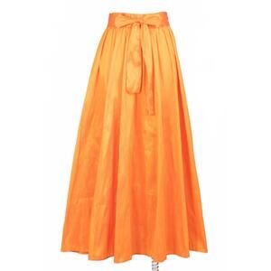 NEW SAGE & CLARE women's dupioni maxi skirt in orange